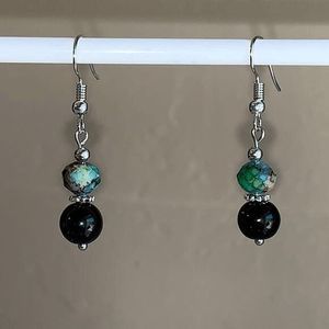 green multi-colored glass earrings